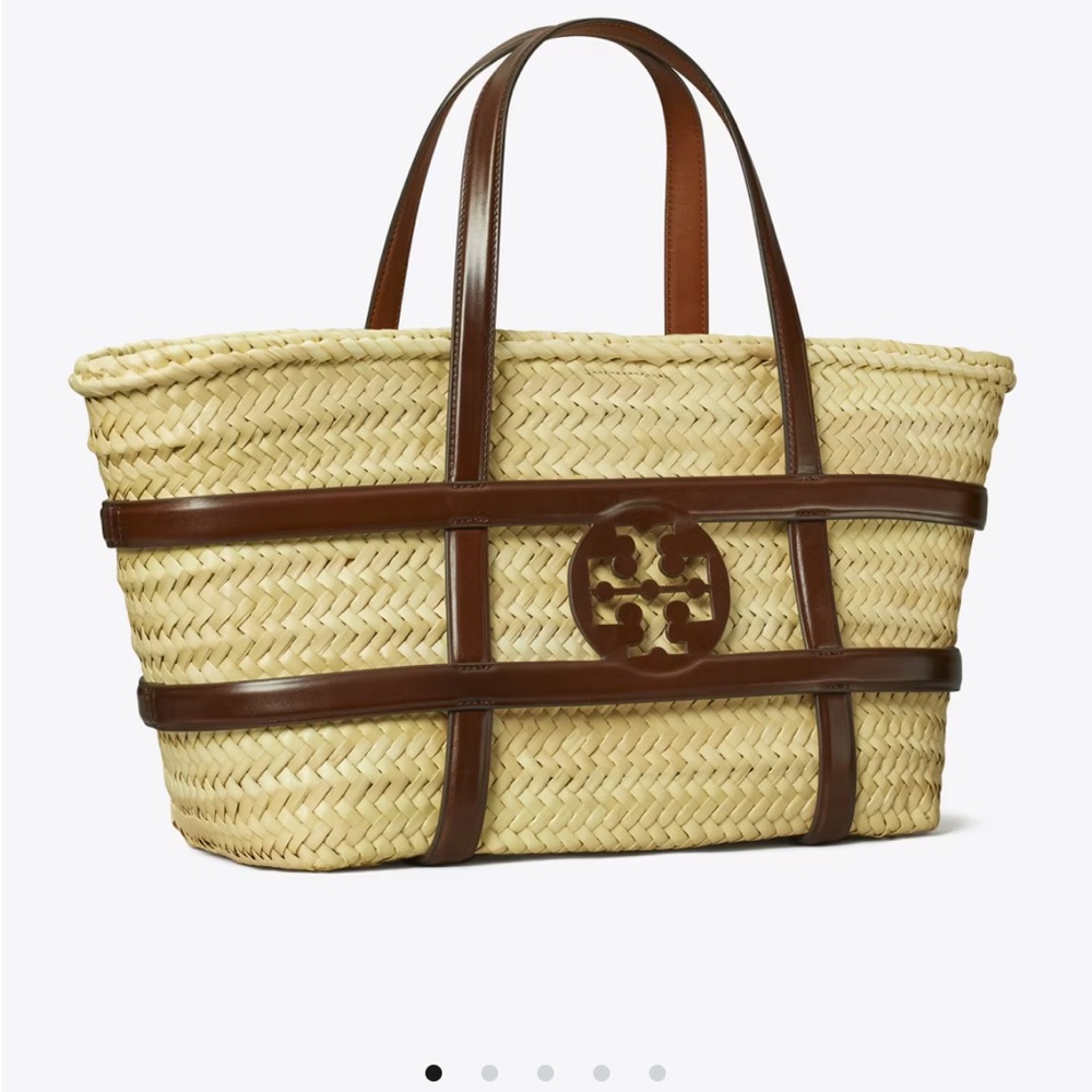 Tory Burch Cream and Brown Woven Tote